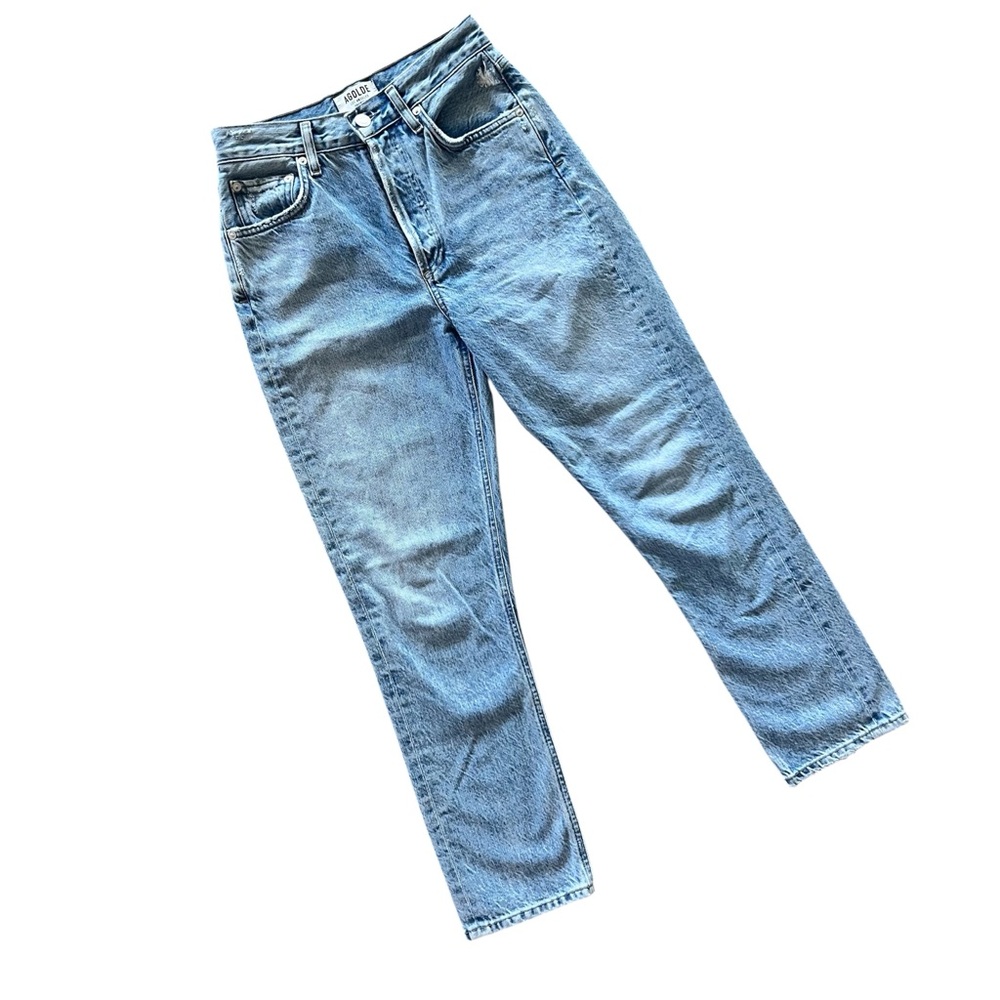 Agolde Jeans Womens 23 Riley High Rise Straight Crop Button Fly In Frequency